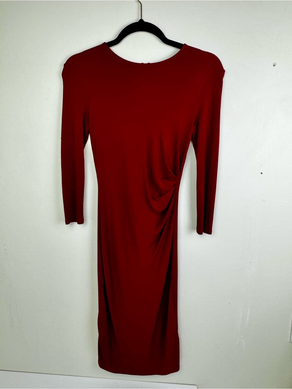 Theory Burgundy Midi Ruched Dress